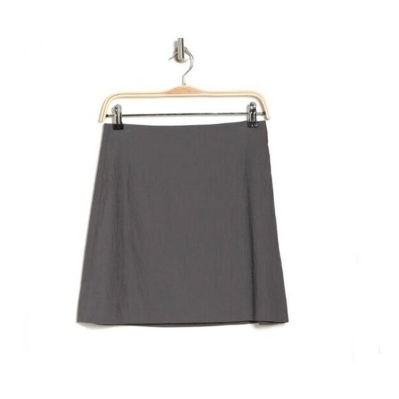 THEORY Skirt Womens 10 Grey High Waist Greystone Texture Stretch Miniskirt New - Picture 12 of 12